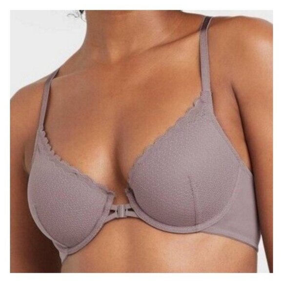 NWT  Auden Lightly Lined Demi Coverage Racerback Bra In Gray Size 34C - Picture 1 of 4